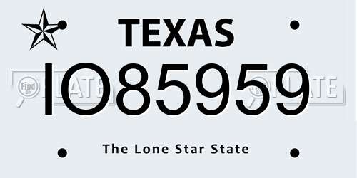 IO85959 Texas License Plate