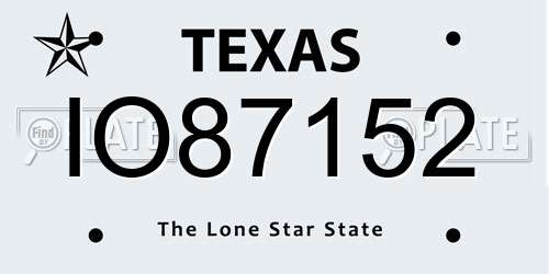 IO87152 Texas License Plate