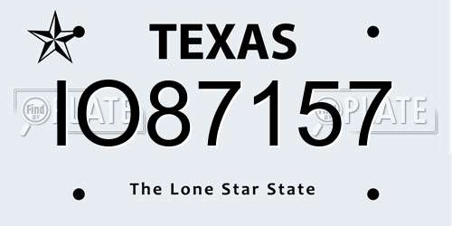 IO87157 Texas License Plate