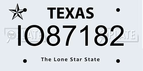 IO87182 Texas License Plate