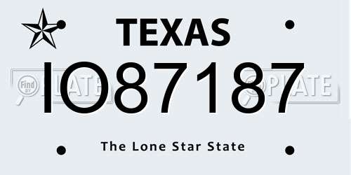 IO87187 Texas License Plate