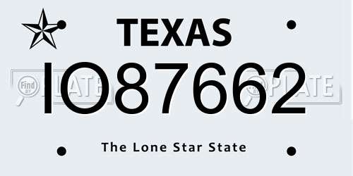 IO87662 Texas License Plate