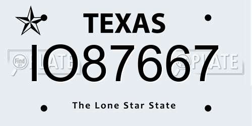 IO87667 Texas License Plate