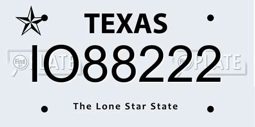 IO88222 Texas License Plate