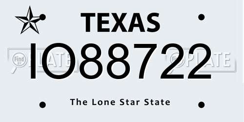 IO88722 Texas License Plate