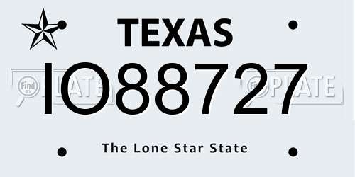 IO88727 Texas License Plate