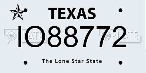 IO88772 Texas License Plate