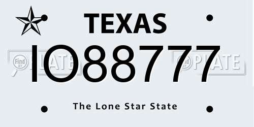 IO88777 Texas License Plate