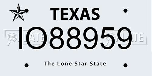 IO88959 Texas License Plate