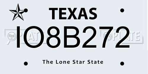 IO8B272 Texas License Plate