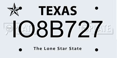 IO8B727 Texas License Plate
