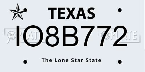 IO8B772 Texas License Plate