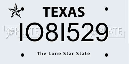 IO8I529 Texas License Plate