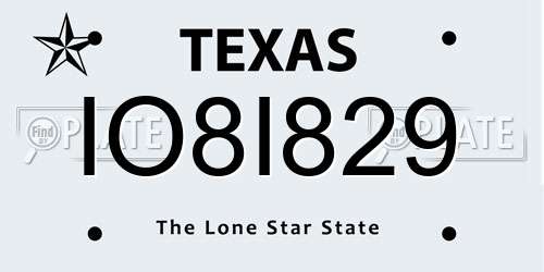 IO8I829 Texas License Plate