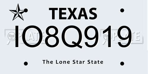 IO8Q919 Texas License Plate