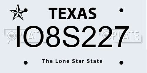 IO8S227 Texas License Plate