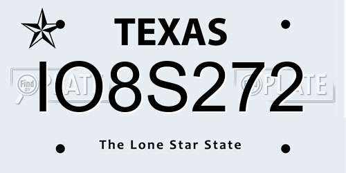 IO8S272 Texas License Plate