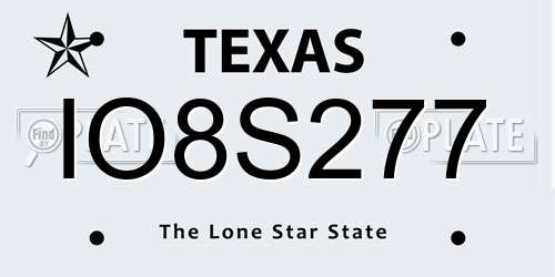 IO8S277 Texas License Plate