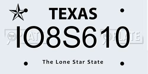 IO8S610 Texas License Plate