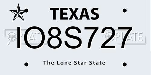IO8S727 Texas License Plate