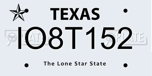 IO8T152 Texas License Plate
