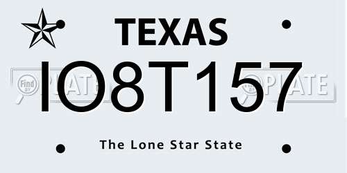 IO8T157 Texas License Plate