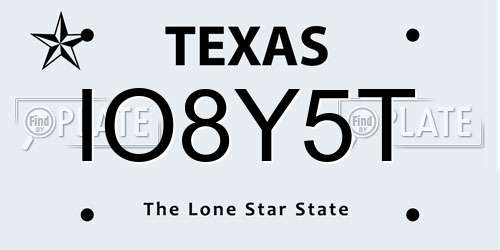 IO8Y5T Texas License Plate