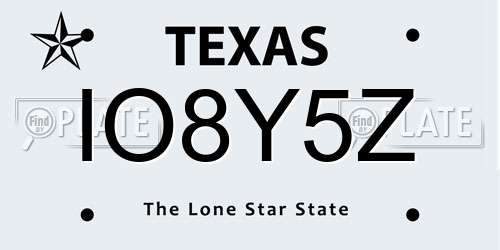 IO8Y5Z Texas License Plate