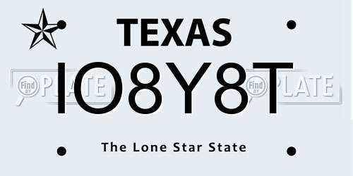 IO8Y8T Texas License Plate