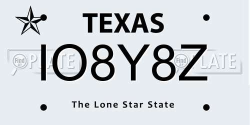 IO8Y8Z Texas License Plate