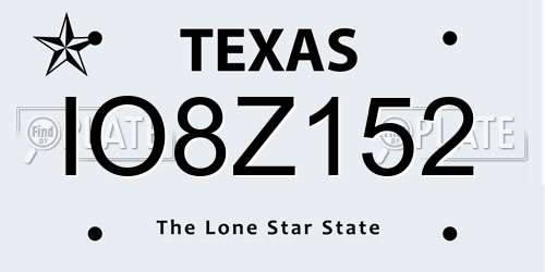 IO8Z152 Texas License Plate