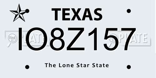 IO8Z157 Texas License Plate