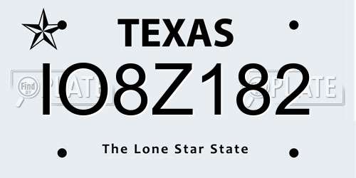 IO8Z182 Texas License Plate
