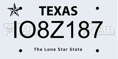 IO8Z187 Texas License Plate