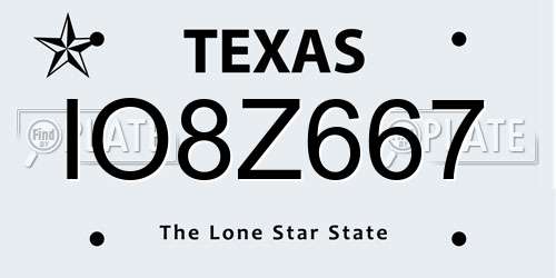 IO8Z667 Texas License Plate