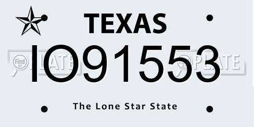 IO91553 Texas License Plate