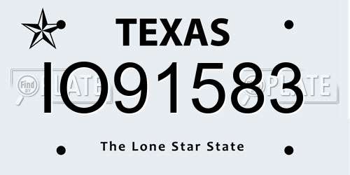 IO91583 Texas License Plate