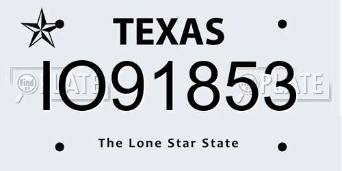 IO91853 Texas License Plate