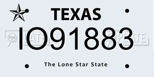 IO91883 Texas License Plate