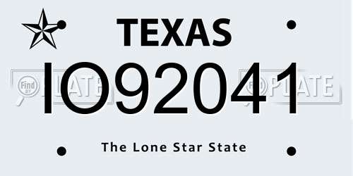 IO92041 Texas License Plate