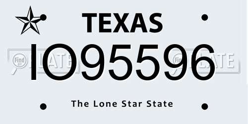 IO95596 Texas License Plate