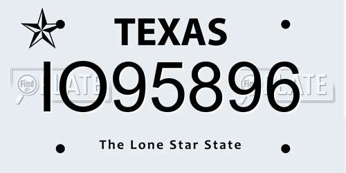 IO95896 Texas License Plate