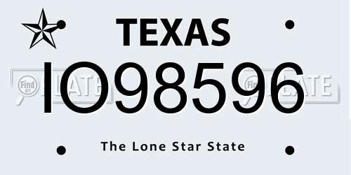 IO98596 Texas License Plate