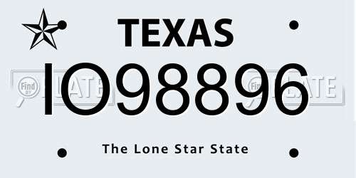 IO98896 Texas License Plate