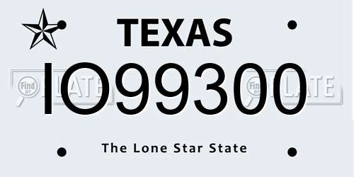 IO99300 Texas License Plate