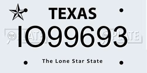 IO99693 Texas License Plate