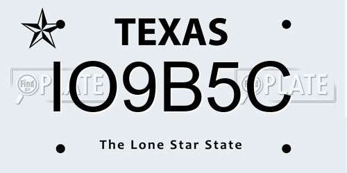IO9B5C Texas License Plate
