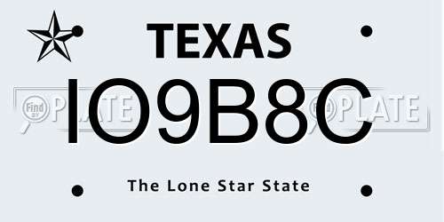 IO9B8C Texas License Plate
