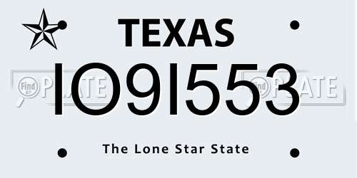 IO9I553 Texas License Plate