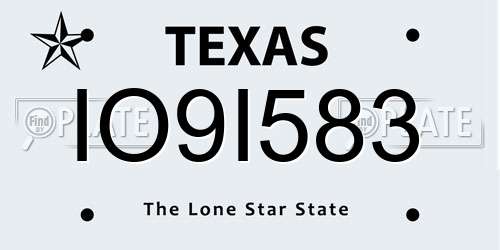 IO9I583 Texas License Plate